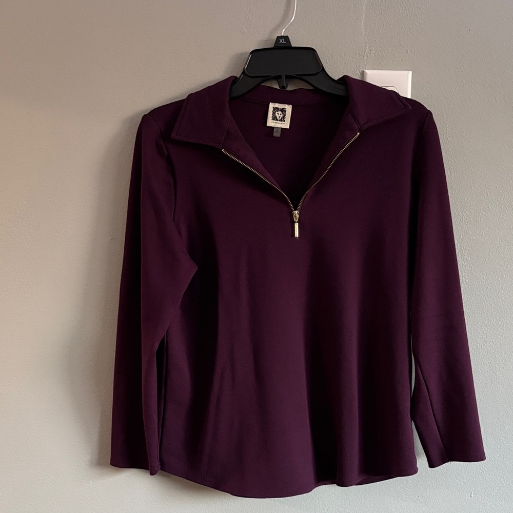 Anne Klein Deep Purple Long Sleeve Top